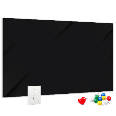 Pizarra de corcho con marco negro y chinchetas de colores