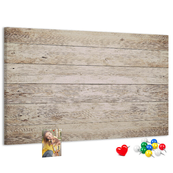 Tablero de corcho decorado en tonos rústicos claros