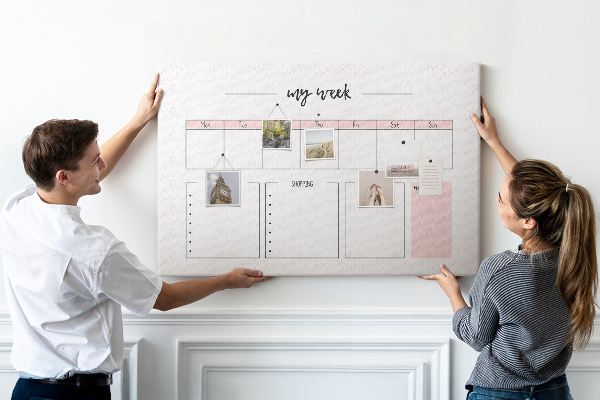 Tablero de anuncios planificador semanal con espacio para notas
