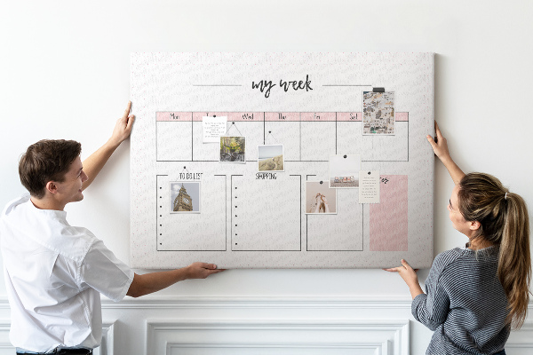 Tablero de anuncios planificador semanal con espacio para notas