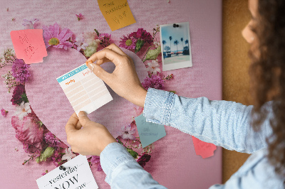 Pizarra de corcho con diseño de corazón estampado floral