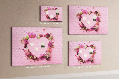 Pizarra de corcho con diseño de corazón estampado floral