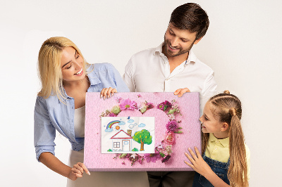 Pizarra de corcho con diseño de corazón estampado floral