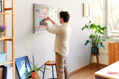 Tablero de corcho decorativo mapa del mundo con banderas de países de colores