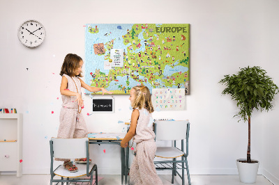 Tablero de anuncios mapa de Europa colorido con iconos culturales