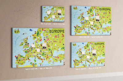 Tablero de anuncios mapa de Europa colorido con iconos culturales