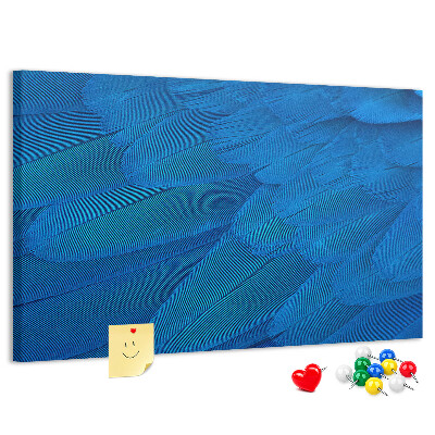 Tablero de anuncios Plumas azules con detalles delicados