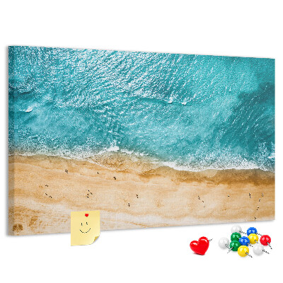 Tablero de corcho decorado Playa con olas y huellas