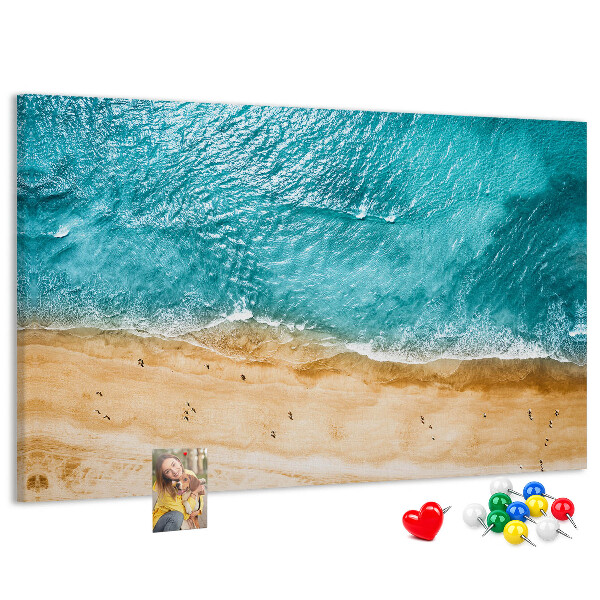 Tablero de corcho decorado Playa con olas y huellas
