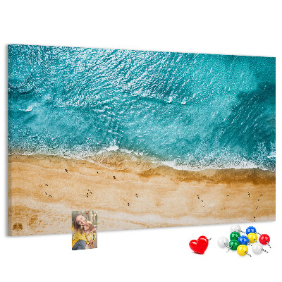 Tablero de corcho decorado Playa con olas y huellas