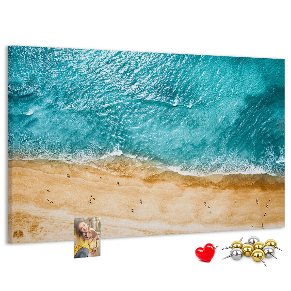 Tablero de corcho decorado Playa con olas y huellas