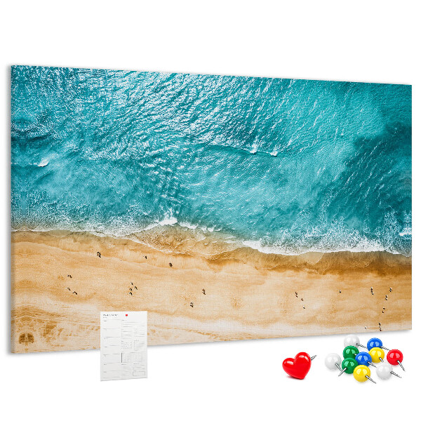 Tablero de corcho decorado Playa con olas y huellas