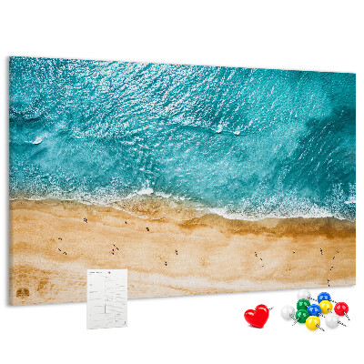 Tablero de corcho decorado Playa con olas y huellas