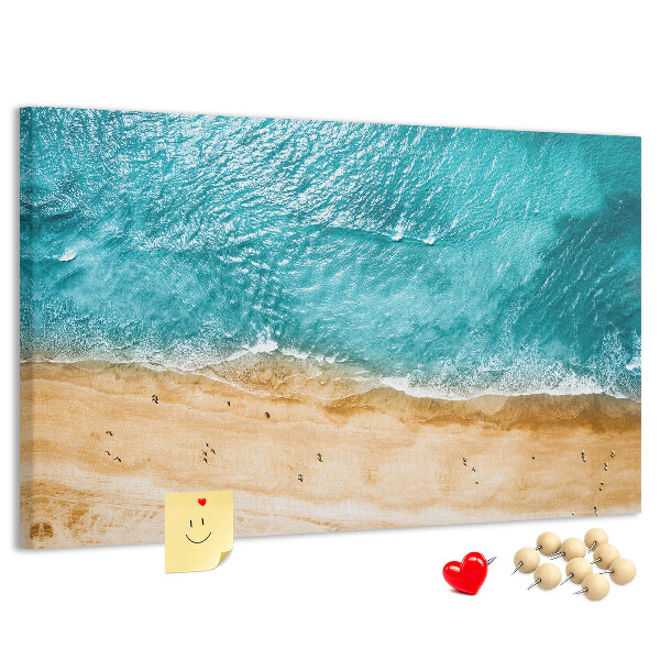 Tablero de corcho decorado Playa con olas y huellas