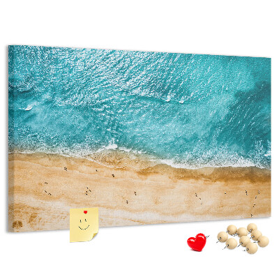 Tablero de corcho decorado Playa con olas y huellas