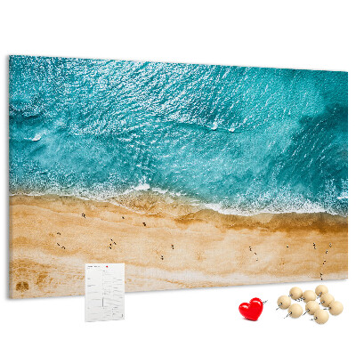 Tablero de corcho decorado Playa con olas y huellas