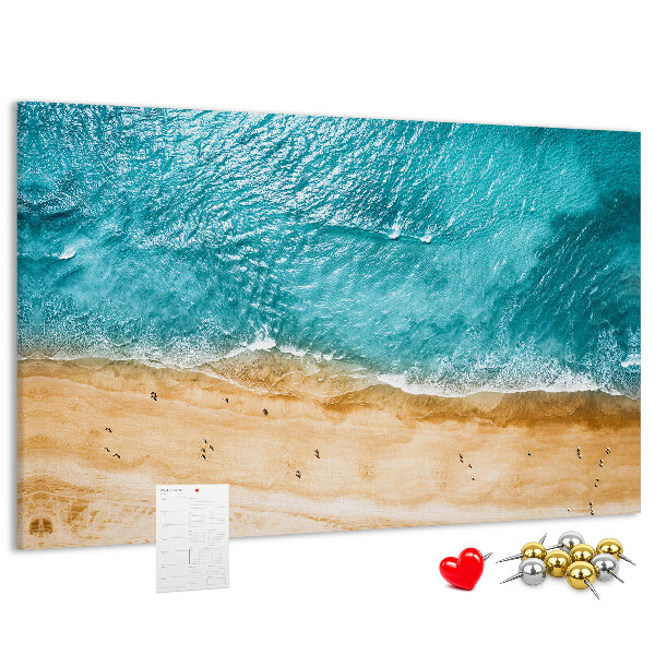 Tablero de corcho decorado Playa con olas y huellas
