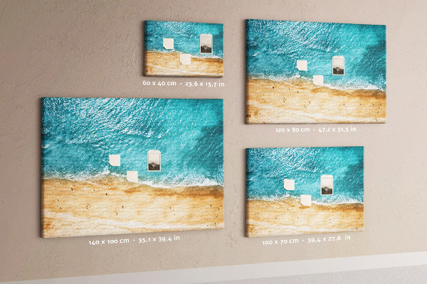 Tablero de corcho decorado Playa con olas y huellas