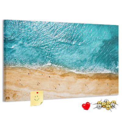 Tablero de corcho decorado Playa con olas y huellas