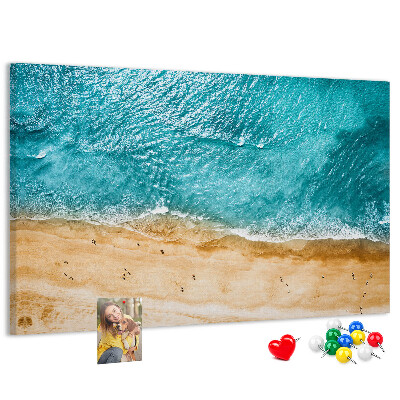 Tablero de corcho decorado Playa con olas y huellas