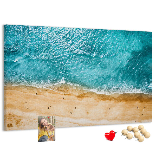 Tablero de corcho decorado Playa con olas y huellas