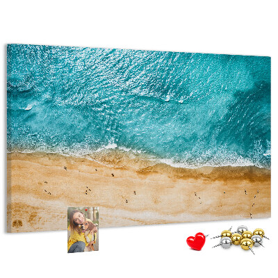 Tablero de corcho decorado Playa con olas y huellas