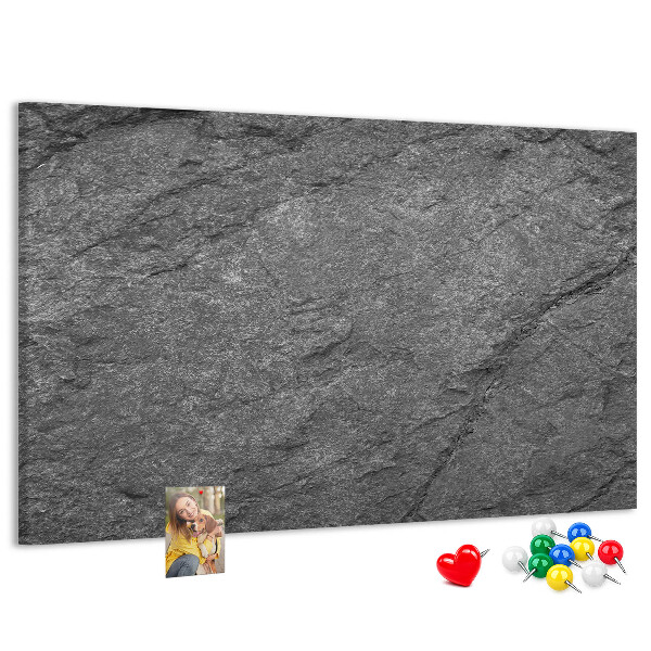 Tablero de corcho decorado con textura de piedra en tonos grises