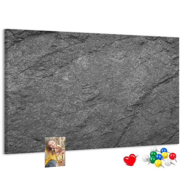 Tablero de corcho decorado con textura de piedra en tonos grises