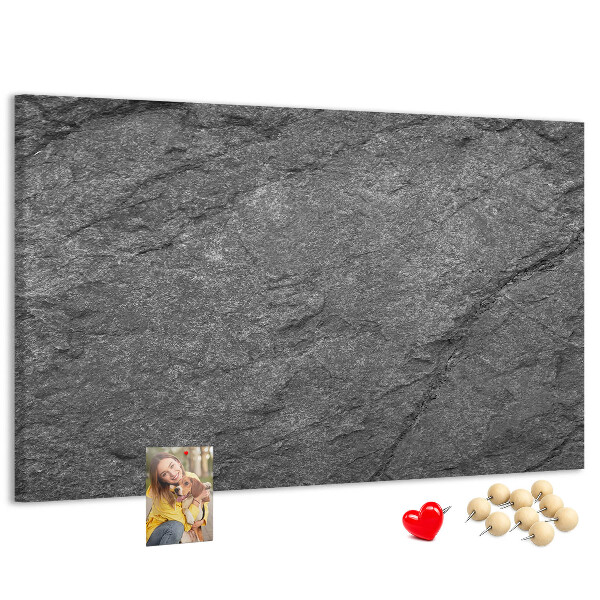 Tablero de corcho decorado con textura de piedra en tonos grises
