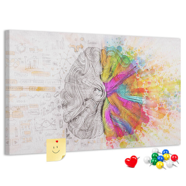 Tablero de anuncios diseño de cerebro creativo con colores