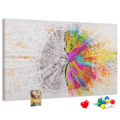 Tablero de anuncios diseño de cerebro creativo con colores