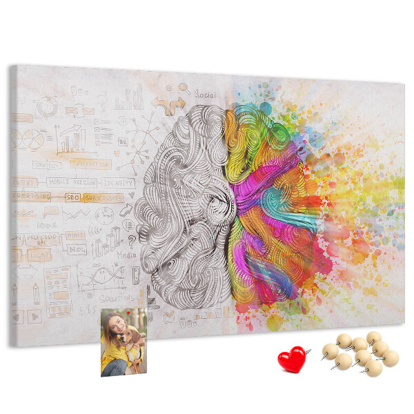 Tablero de anuncios diseño de cerebro creativo con colores