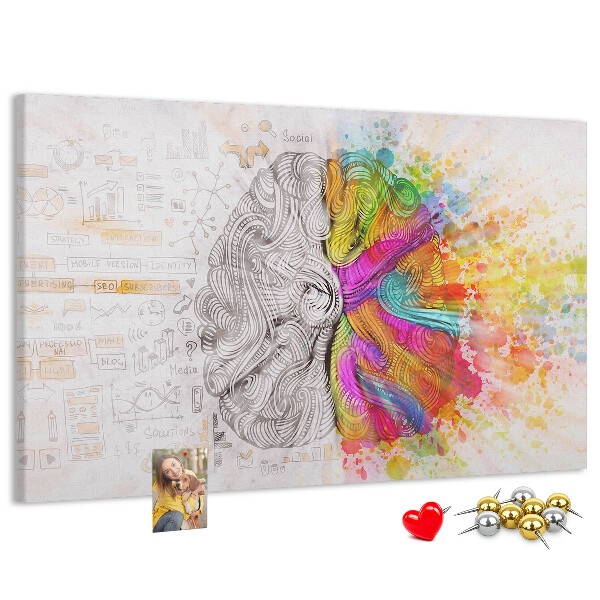 Tablero de anuncios diseño de cerebro creativo con colores