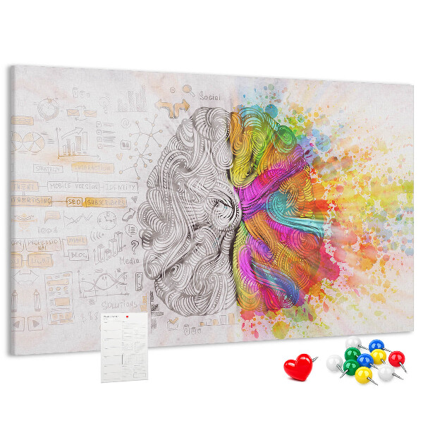 Tablero de anuncios diseño de cerebro creativo con colores