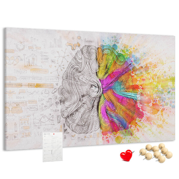 Tablero de anuncios diseño de cerebro creativo con colores