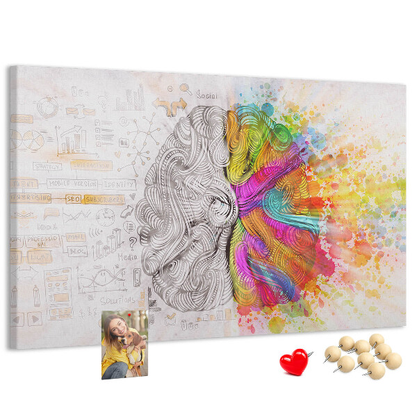 Tablero de anuncios diseño de cerebro creativo con colores