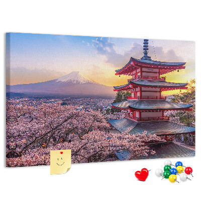 Tablero de corcho decorado Paisaje primaveral con el monte Fuji