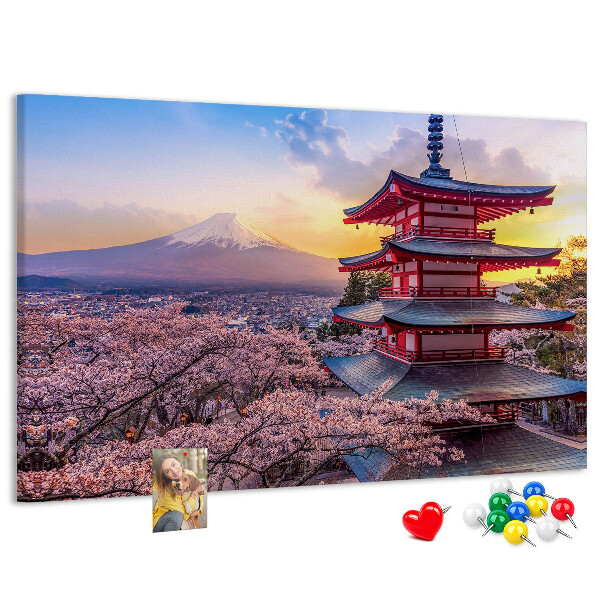 Tablero de corcho decorado Paisaje primaveral con el monte Fuji
