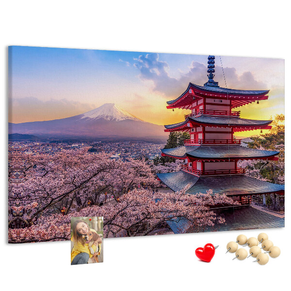 Tablero de corcho decorado Paisaje primaveral con el monte Fuji
