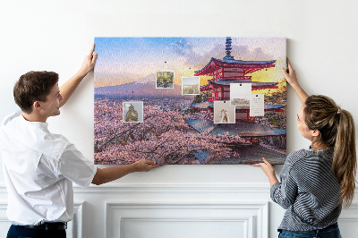 Tablero de corcho decorado Paisaje primaveral con el monte Fuji