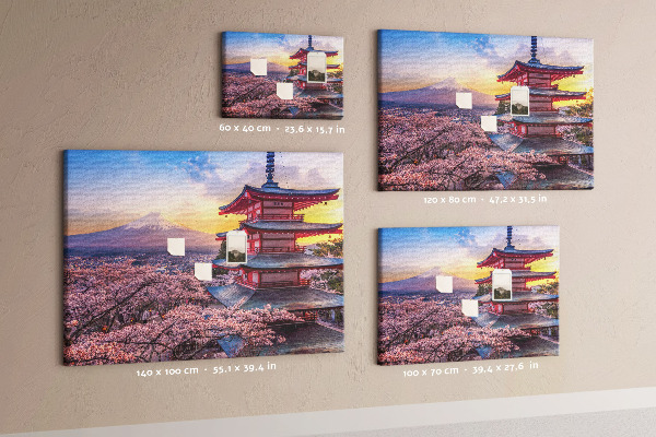 Tablero de corcho decorado Paisaje primaveral con el monte Fuji
