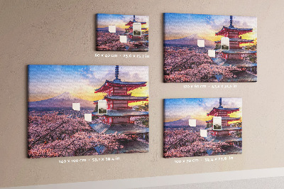 Tablero de corcho decorado Paisaje primaveral con el monte Fuji
