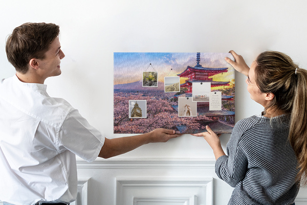 Tablero de corcho decorado Paisaje primaveral con el monte Fuji