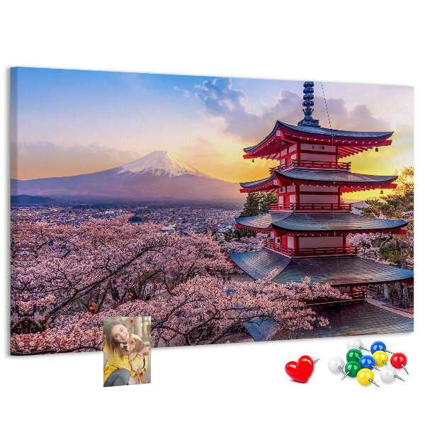 Tablero de corcho decorado Paisaje primaveral con el monte Fuji