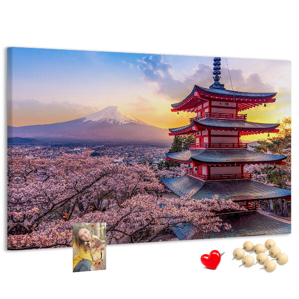 Tablero de corcho decorado Paisaje primaveral con el monte Fuji
