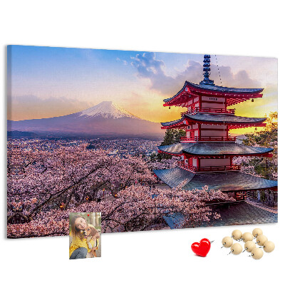 Tablero de corcho decorado Paisaje primaveral con el monte Fuji