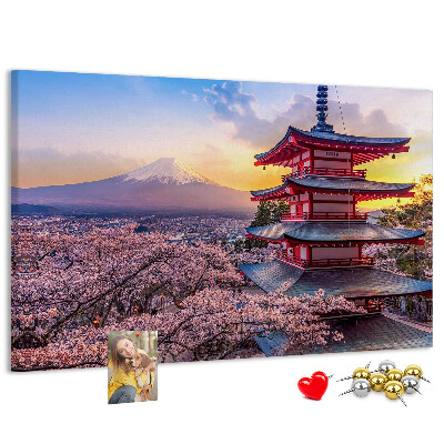 Tablero de corcho decorado Paisaje primaveral con el monte Fuji