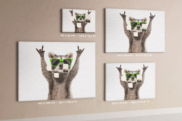 Tablero de anuncios Mapache loco con gafas verdes