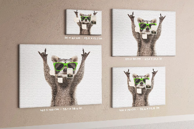 Tablero de anuncios Mapache loco con gafas verdes