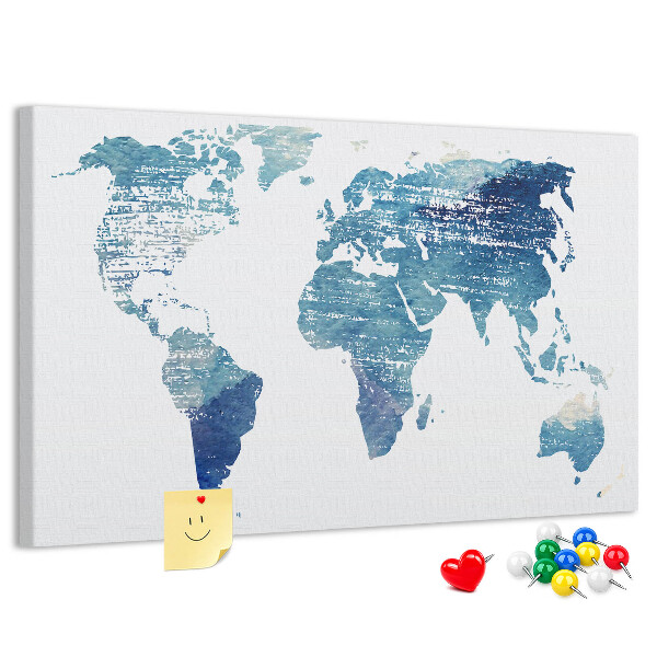Tablero de anuncios mapa abstracto del mundo en tonos azules